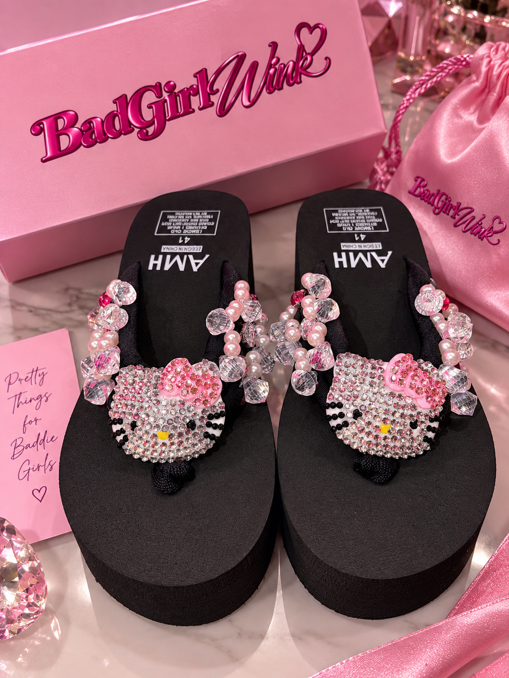 Black Rhinestone Platform